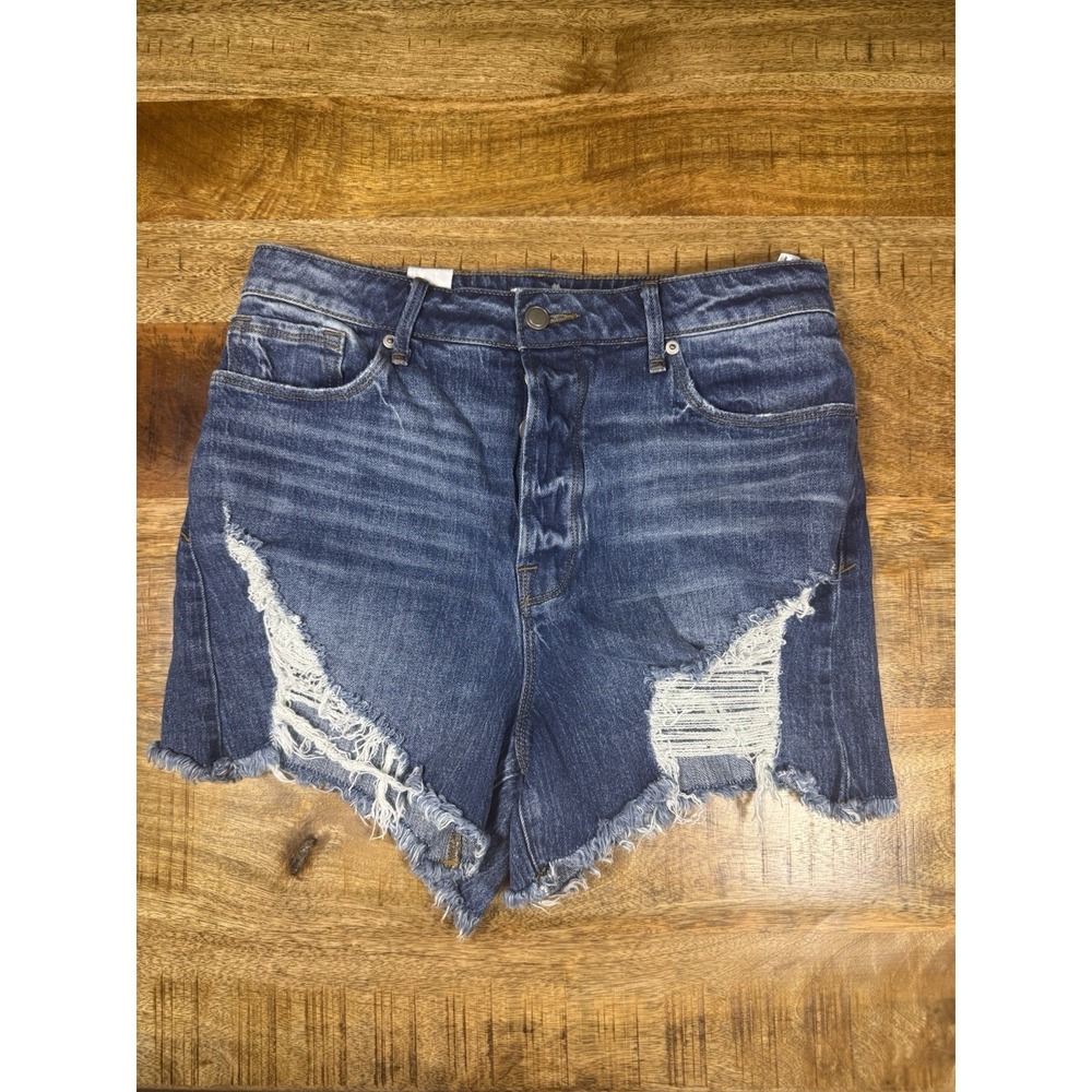 Good American Bombshell Frayed Denim Shorts 10/30 High Rise Distressed NWOT